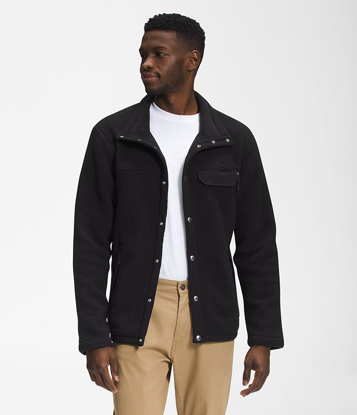 The North Face Softshell Jacket Cragmont Snap Front Jacket Black - Mens - Thailand BAMHW-4819